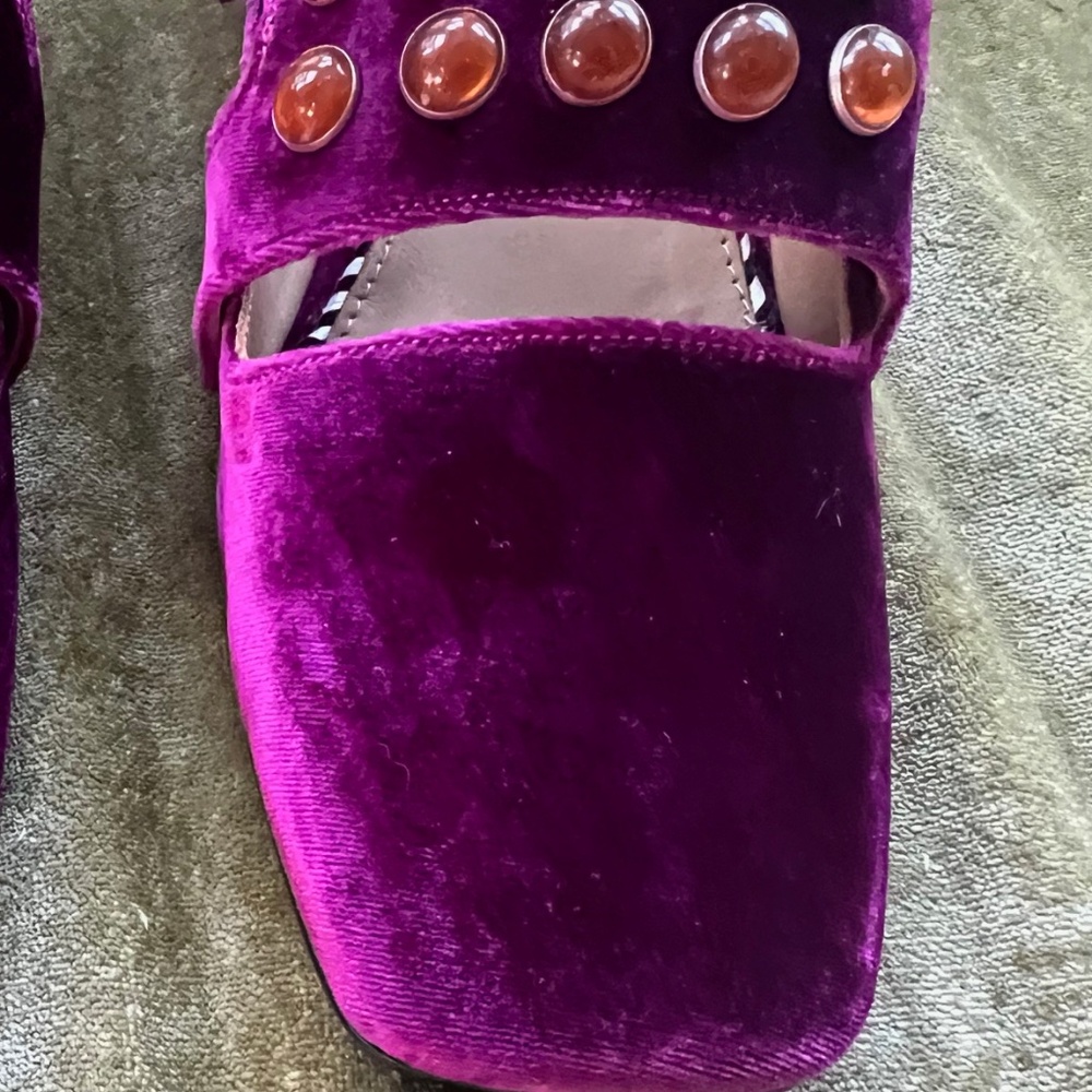 Toga Pulla Velvet Embellished Loafers, Size 41, Purple - Picture 8 of 15